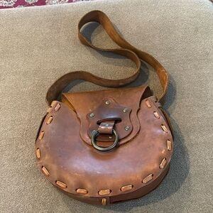 Handmade Vintage Look Southwestern Mexican Style Hard Leather Purse (TD)
